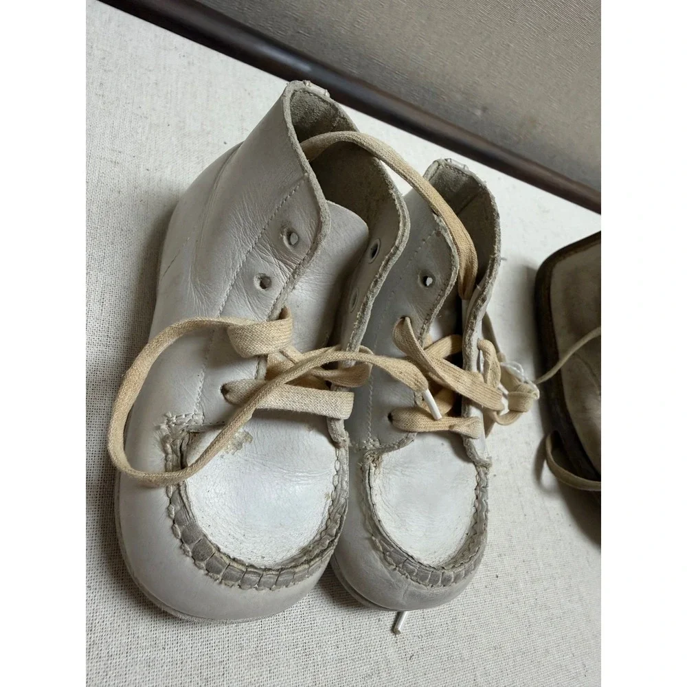 Vintage Baby Shoes Bundle White Pink Leather Felt Antique Infant Booties 3 Pairs